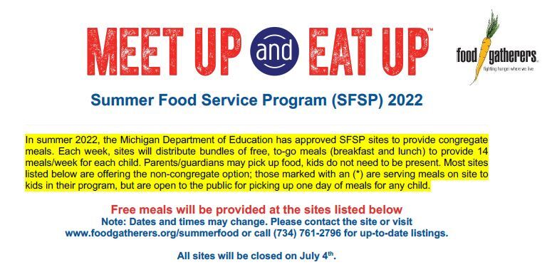 Meet up and Eat up summer food service program 